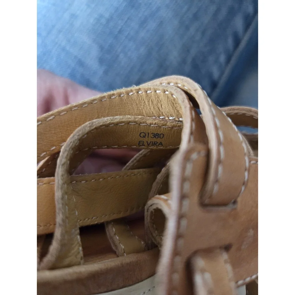 Coach Tan Camel Strappy Brown Platform Wedges‎ Sandals Shoes 9 B Gold Wood Wedge